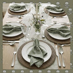 Mindsoft Set of 6 Floral Cloth Napkins Green Linen Cloth Napkins - Image 4