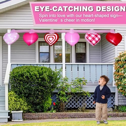 14.7FT Long Valentine's Day Inflatables Hanging Flashing Pink Hearts Decorations Built-in LED Lighted Blow Up Decoration Home Yard Outdoor Indoor Garden Lawn Decor - Image 4