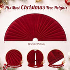 Foilswirl 60 Inch Burgundy Velvet Quilted Christmas Tree Skirt - Image 2