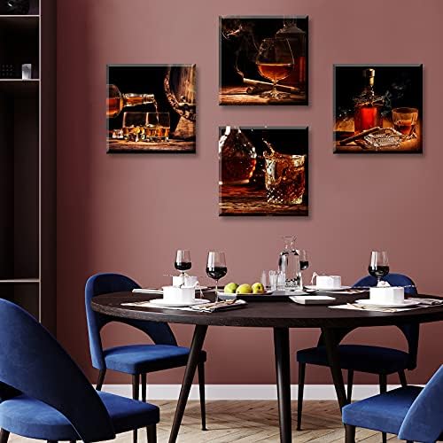 Retro Wine Kitchen Wall Art, 12x12 inch Set-of-4 Framed - Image 4