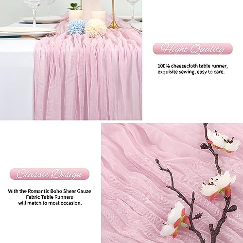 20 Pack Light Pink Cheesecloth Table Runner 120 Inch 10FT Rustic Boho Gauze Cheese Cloth Table Runner for Wedding Party Baby Shower Thanksgiving Christmas Decoration - Image 6