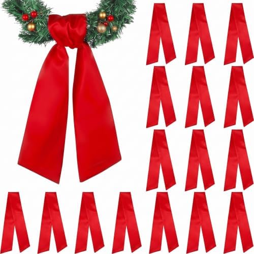 VitalCozy 16 Pcs Red Wreath Sash Cotton Blank Ribbon by VitalCozy