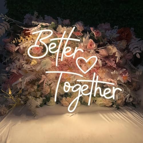 Better Together LED Neon Sign Transparent Acrylic Light Decor for Wedding Birthday Party Wall Home Bedroom Room Art Decoration with USB Light Modulator 5V by Unknown