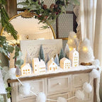Christmas Decorations - Village Sets of 5 Lighted Ceramic Houses & 9 Trees - Image 6