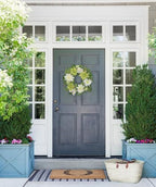 Briful 20in Artificial Dahlia Flower Wreath for Front Door Large Silk Dahlia Daisy Floral Wreath Fake Hanging Greenery Wreaths for Spring Summer Home Wall Window Mantle Outdoor Porch Décor - Image 6
