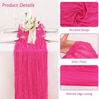 8 Pack Hot Pink Cheesecloth Table Runner 120 Inch Boho Wedding Decor - Image 3