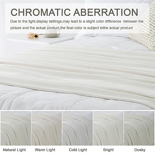 Chenille Throw Blanket for Couch 50" x 60", Ivory White - Image 5