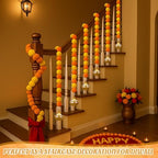 Norme 12 Pcs Marigold Garland 2.6 ft Long Strands Artificial Marigold Flowers Garland with Pendant Flower String Indian Diwali Decorations for Pooja Indian Wedding Dia De Los Muertos(Orange Yellow) - Image 5