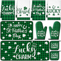 VitalCozy 10 Pcs St. Patrick's Day Kitchen Decor Set Shamrock Kitchen Towel and Rugs Oven Mitts Pot Holders for Home Cooking Baking Decorations by VitalCozy