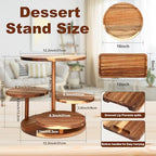 Hushee 4 Pcs Wood Round Cupcake Tower Stand with Serving Platters Trays Set, 4 Tier Wooden Cake Stand Tray with 1 Round Dinner Plate 2 Rectangular Plates for Dessert Snack Party(Brown) - Image 3