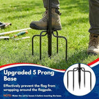 LETSTRY 10 FT In-Ground Flag Pole for Outside House, Heavy Duty Wind Resistant Flagpole with Upgraded 5-Prong Base,Portable Mount Flapoles Kit for Yard, Garden, Residential Commerical (Black/ 2 Pack) - Image 5