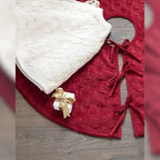 Balsam Hill Lancaster Quilted Christmas Tree Skirt - Reversible Tree Skirt with Metallic Gold Threading, Cardinal Red, 72" - Image 2