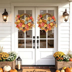 Fall Wreaths for Front Door, Artificial Pumpkin Hydrangea Autumn Wreath - Image 5