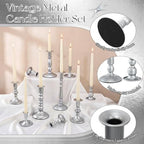 Mumufy 20 Pcs Matte Candlestick Holders, Metal Wedding Taper Candle Holders Vintage Candles Stand Set, Candle Stick Decor for Mantel Table Centerpiece Wedding Dining Table Decor Mantelpiece (Silver) - Image 3