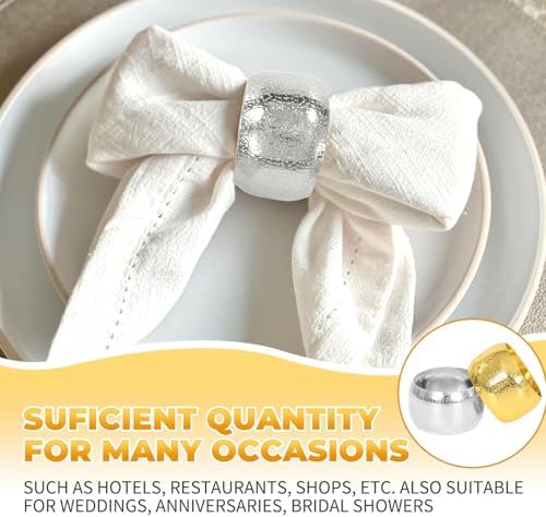 100 Pcs Silver Napkin Rings Metal Napkin Holder Rings Decoration - Image 4