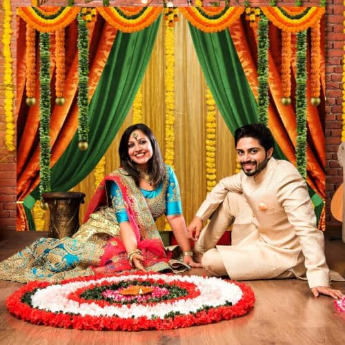 10x6.5ft Indian Pooja Backdrop Indian Diwali Traditional Festival Ganpati Hindu Puja Photography Background Hindu Wedding Party Banner Decorations Photo Studio Props - Image 4
