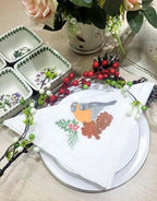 Embroidered Cloth Napkin Bird and Pine Christmas Cotton Napkins Set of 6, 20x20 Hemstitch Table Napkins Machine Washable, Daily & Christmas, Great Gift Ideas - Image 4