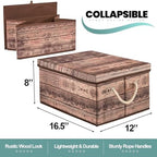 Sorbus Decorative Storage Boxes with Lids, Foldable Organizer (Brown) - Image 2