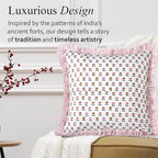 CPC Rosette Bloom Hand Block Print 100% Cotton Ruffle Throw Pillow Cover 20x20 inch with Hidden Zipper Decorative for Couch, Bed, Sofa, Farmhouse, Cottagecore Decor Gift Christmas Fall Thanksgiving - Image 4