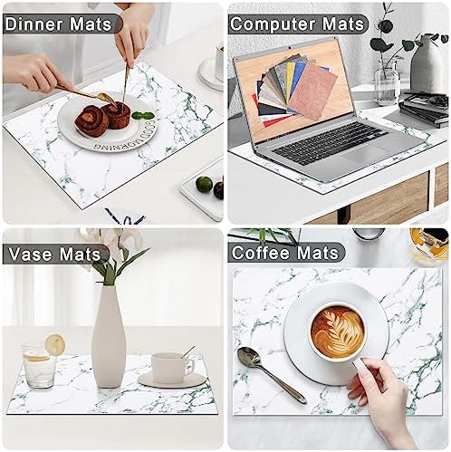 Homaxy PU Faux Leather Placemats for Dining Table, Set of 6, Marble - Image 6