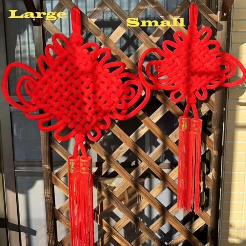1PCS 43Inch Red Flannel Chinese Knot Tassel Chinese New Year Decorations for Wedding Supplies Spring Festival Decorations Mid-Autumn Moon Festival Wedding Party Ornaments, Width -24 Inch - Image 3