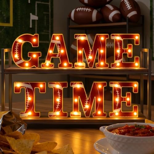 Honoson 8 Pcs Football Party Decorations Game Time LED Lights Sign by Honoson