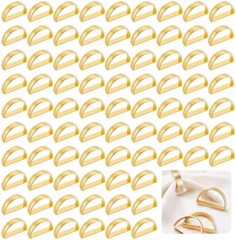 Gold Napkin Rings Set of 100, Metal Semicircle Napkin Holders Buckles for Dinner Wedding Parties Holiday Table Decoration, Kitchen Restaurant Modern Serviette Ring Holders by Doodlream