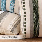 ANRODUO Boho Decorative Pillow Covers Olive Green Stripe 24x24 Pack of 2 - Image 5