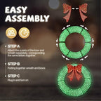 VINGLI 60 Inch Pre-lit Large Christmas Wreath, Outdoor Christmas Wreath with 400 LED Lights for Garage, Windows, Christmas Door Wreath Decorations with Red Bow, Timer Remote Control, Plug-in, Green - Image 3