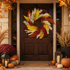 24 inch Fall Wreaths for Front Door, Containing Pine Cones and Wheat Ears - Image 3