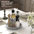 AHM10-Inch Gray Marble Lazy Susan with Silver Iron Frame - Image 2