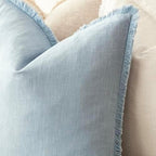 Foindtower Decorative Linen Fringe Throw Pillow Covers 26×26 Inch,Sky Blue - Image 5