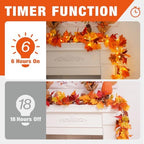 KASZOO 4 Pack Fall Maple Garland with 80 LED String Light- 5.8ft/Piece Artificial Fall Foliage Garland Autumn Decor for Home Wedding Party - Image 6