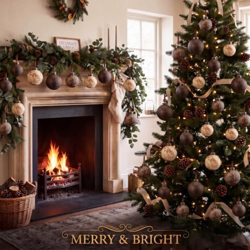 Yunlly 18 Pcs Neutral Christmas Ball Ornaments Textured Xmas Tree Decor - Image 5