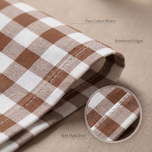 Urban Villa Cloth Napkins Cotton 20x20 (Set of 12) Taupe/Chocolate - Image 5