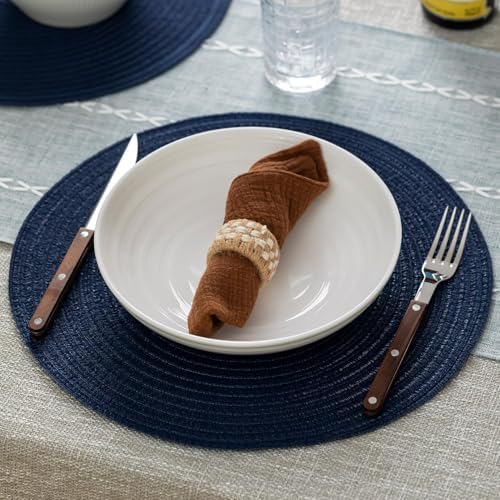 BARoyal Round Placemats Set of 12 Woven Placemats Washable Braided Table Mats for Dining Table Heat Resistant Non-Slip Circle Place Mats(Navy Blue) - Image 2