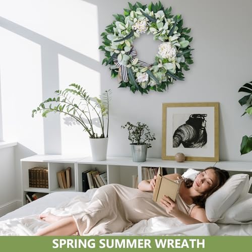 WREATHOME Spring Summer 22" Wreath for Front Door Window Porch Wall - Image 5