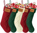 Personalized Christmas Stockings, Custom Engraving Christmas Stockings 5 Pack with Names, 18” Large Knitted Xmas Stocking for Family Kids, Fireplace Hanging Holiday Christmas Party Decoration by Bianspz