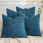 Set of 4 Soft Textured Decorative Throw Pillow Covers 20x20 Inch Cozy Farmhouse Cushion Cover Square Accent Pillow Cases for Bed Couch Sofa Living Room, Teal by Cozoomy