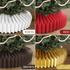 Honeycomb Christmas Tree Collar Red Foldable Paper Base Cover Decoration - Image 7