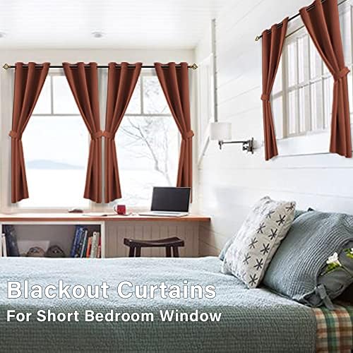 Rusty Orange Boho Curtains for Bedroom 2 Panels Set Light Blocking Winter Insulated Thermal Blackout Room Darkening Short Earthy Nursery Curtains for Babies Bathroom 42 x 54 Inch Length Rust Brick Fox - Image 3