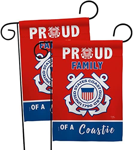 Proud Family Coastie Garden Flag - 2pcs Pack Armed Forces Coast Guard USCG Semper Paratus United State American Military Veteran Retire Official - House Yard Gift Double-Sided 13 X 18.5 by Breeze+Decor