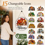 16 Pcs Interchangeable Welcome Sign for Front Door, 12 Inch Wood Decor (#a) - Image 2