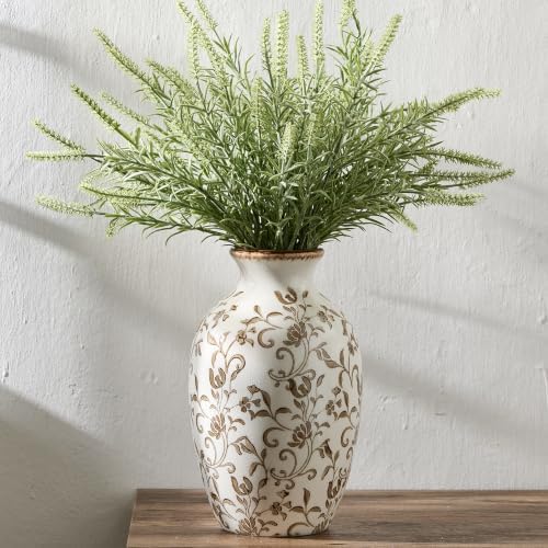 9.84 Inch Vintage Brown Chinoiserie Floral Vase, Antique Rustic Ceramic Vase for Home Decor, Living Room, Bookshelf, Office, Entryway, Garden, Chinoiserie Decor, Tuscan Decor - Image 6