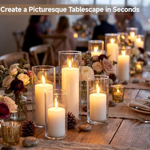 24Pcs White Pillar Candle Set with Glass Holders - Ideal for Wedding Centerpieces, Party Table Decor, and Home Styling - Image 2