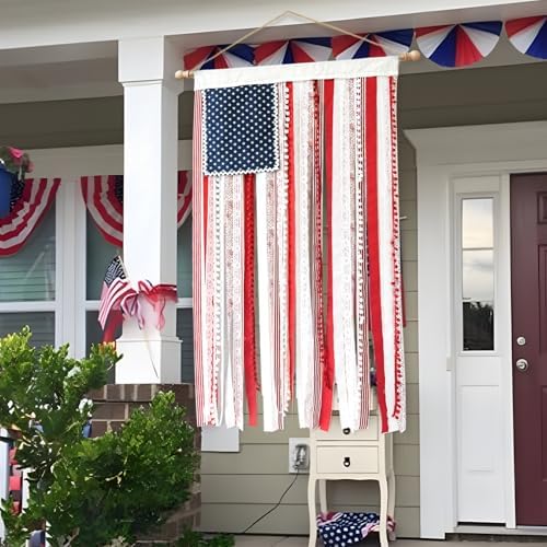 4th of July Decorations - Memorial Day Decor - 4 x 2.3 Ft Rag American Flag Banner for Home Party Supplies - Fourth of July Independence Day Accessories for 250th Anniversary Celebration Indoor Outdoor Decoration - Image 6