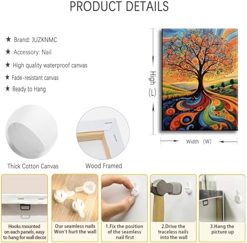 Abstract Tree of Life Canvas Wall Art Colorful Graffiti Tree Decor painting Pictures Modern Landscape Trees Posters Prints for living room Bathroom Bedroom Office Hallway Home Decoration - Image 2