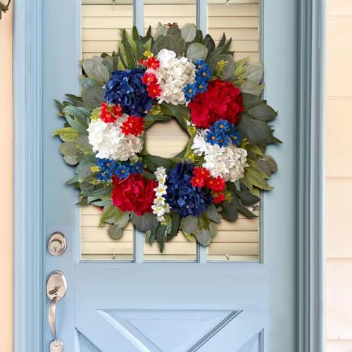 WANNA-CUL 24 Inch Patriotic Labor Day Wreath, Red White Blue - Image 6