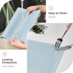 Leetaltree Woven Vinyl Placemats Set of 24, Mist Blue Sequin - Image 6