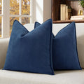 MIULEE Pack of 2 Navy Blue Euro Shams Chenille Pillow Covers 24x24 Inch by MIULEE